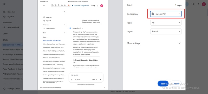 open the print menu