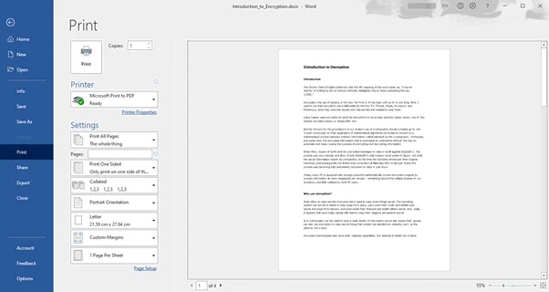 open the print settings