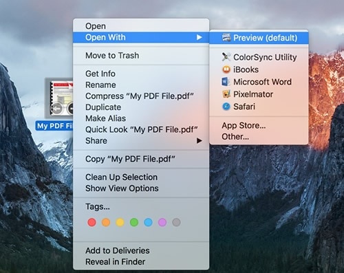 open your pdf file in mac preview