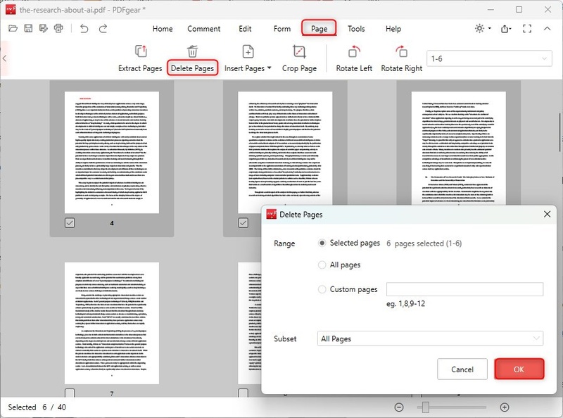 page management section