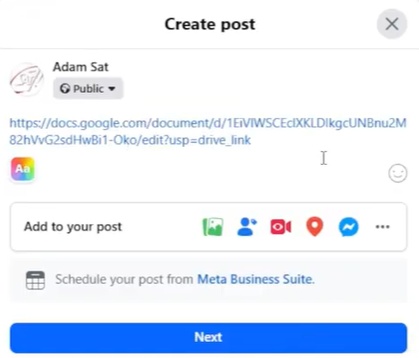 paste link on facebook