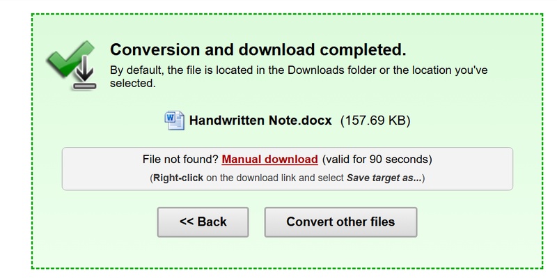 pdf to word conversion completed in online2pdf