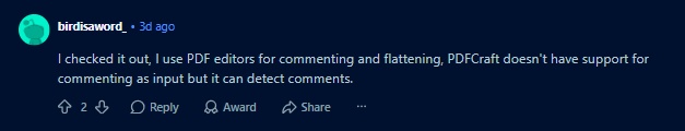 pdfcraft negative feedback
