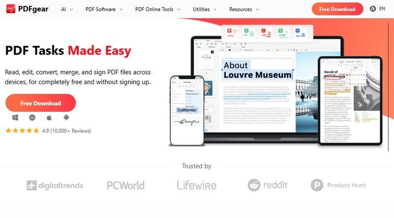 pdfgear pdf editor homepage