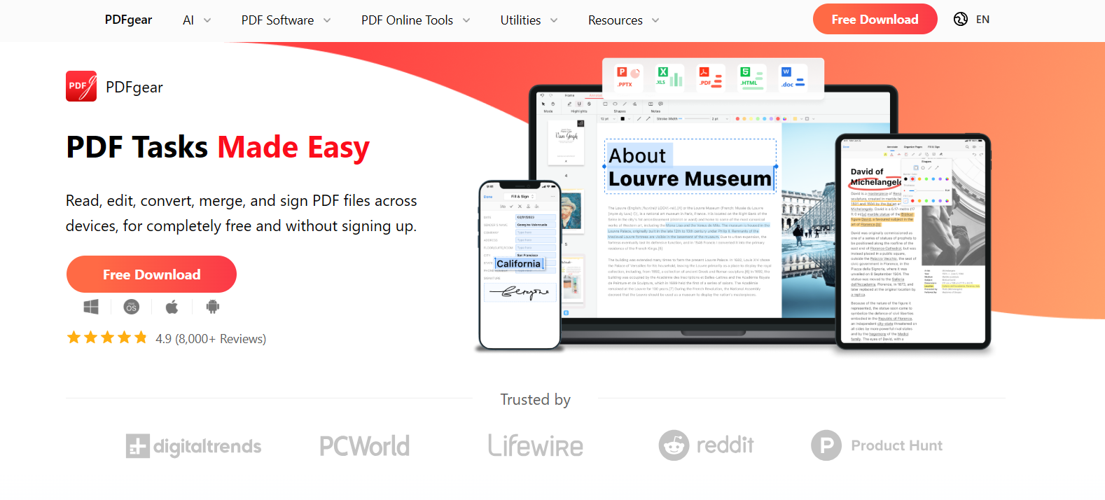 Interface de PDFgear pour Windows