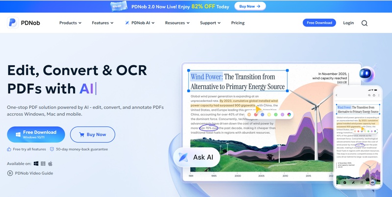 pdnob pdf editor as ABBYY OCR alternative