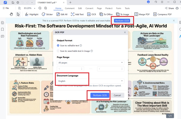 perform ocr in pdnob
