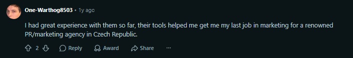 positive reddit comments on kickresume 1