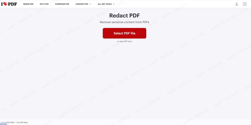 redact pdf page of ilovepdf