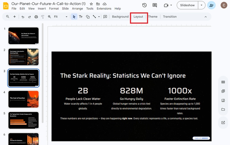 remove gamma watermart from ppt in google slides
