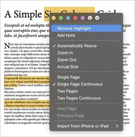 remove highlight in pdf on mac