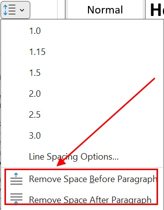 remove paragraph spacing