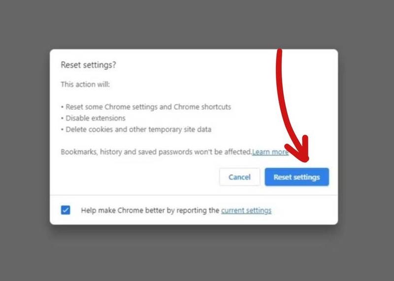 reset chrome as last resort