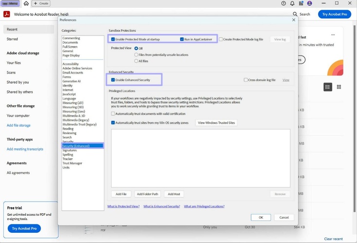 review enhanced security mode