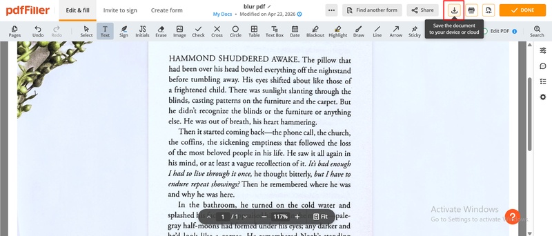 save and download your scanned pdf