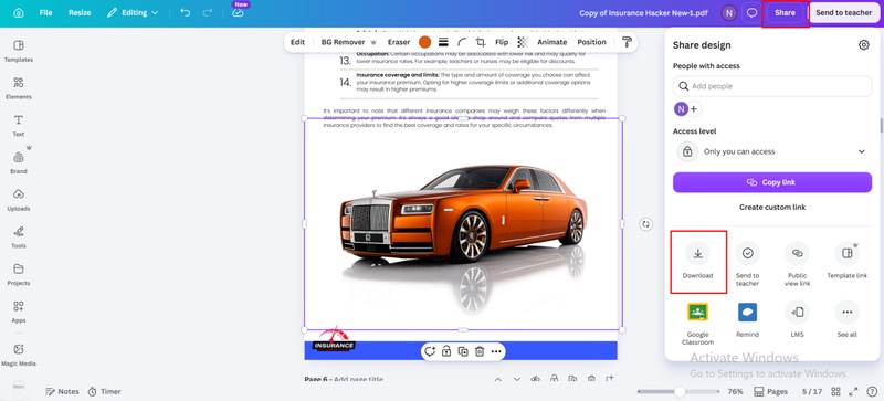 save and download