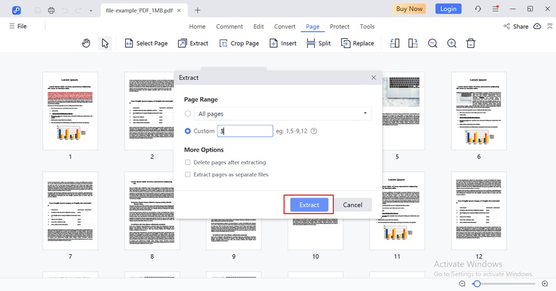 save only one page of a pdf