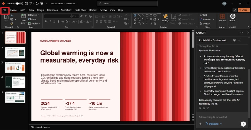 save or export your presentation