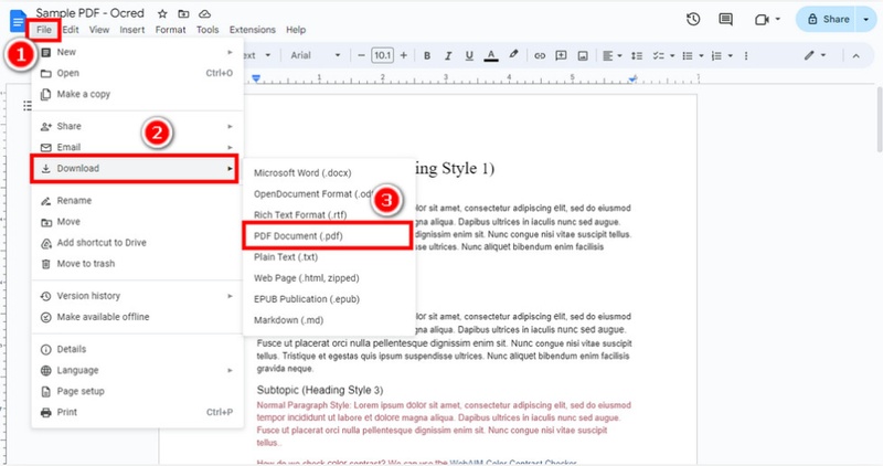 save the document as pdf