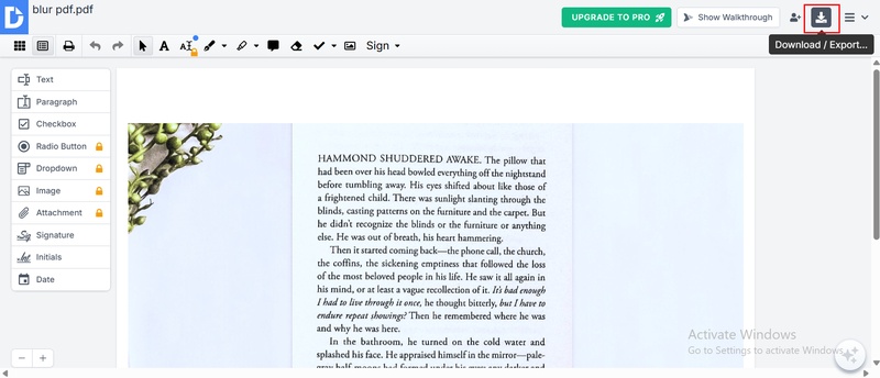 save the file and download in dochub