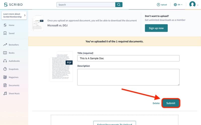 intercambio de documentos en Scribd