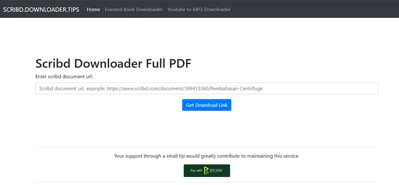 interfaz de Scribd Downloader Tips
