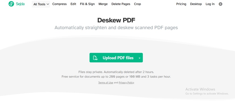 sejda deskew pdf online