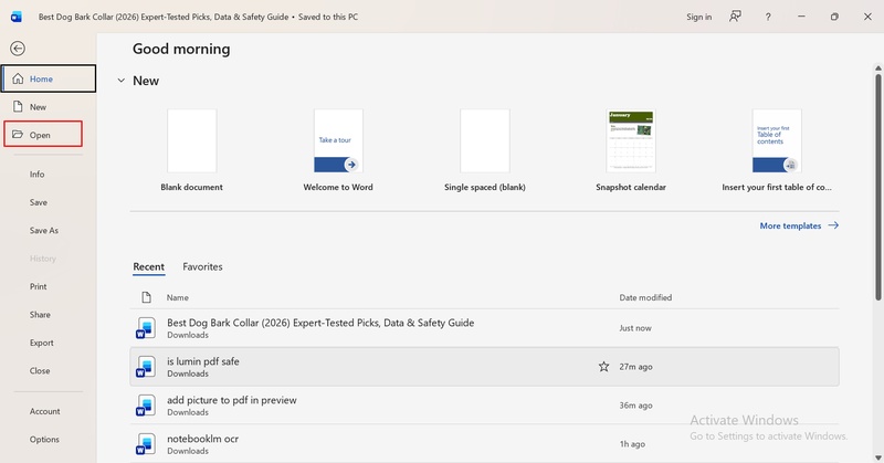 select all the word documents