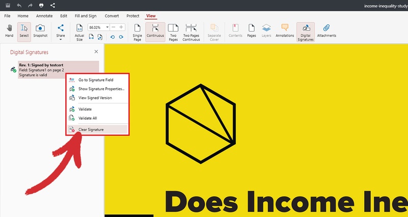 select clear signature