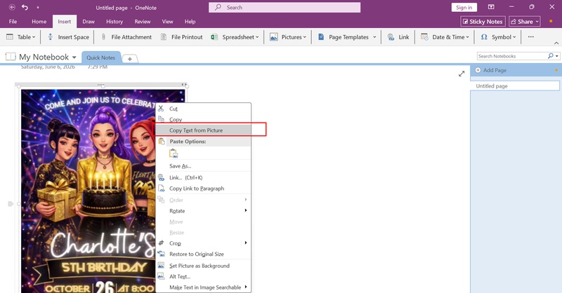 select copy text from picture