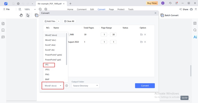 select jpg as output format