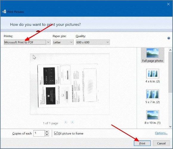 select microsoft print to pdf