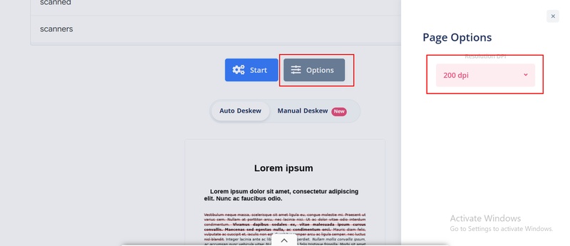 select optional settings