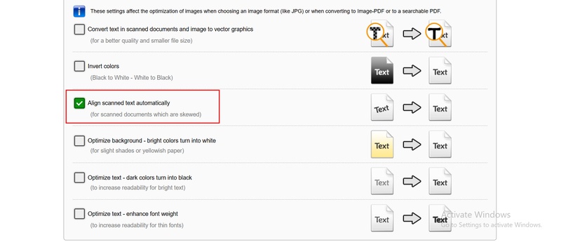 select rotation or alignment options