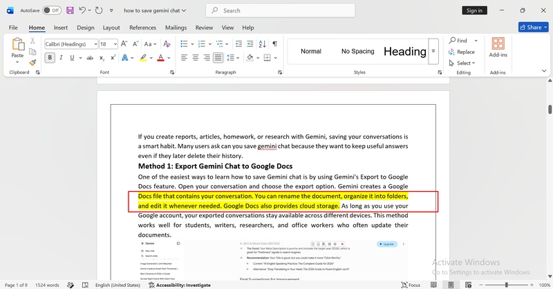select the highlighted text