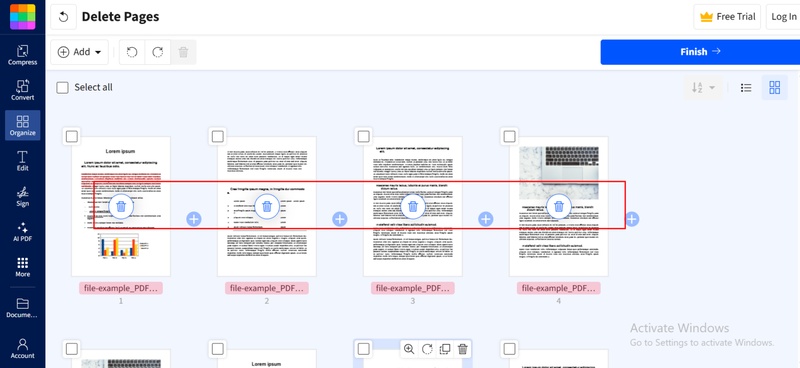 select the pages you want to remove