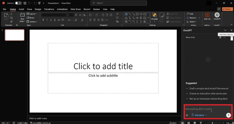 set chatpt preferences in microsoft powerponint