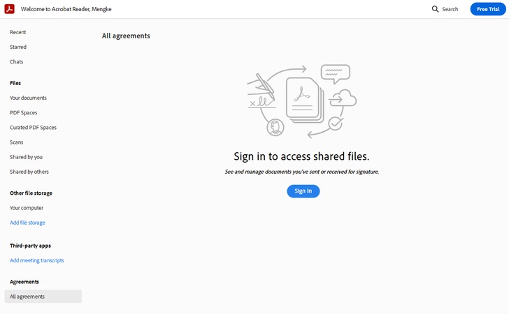 sign in acrobat