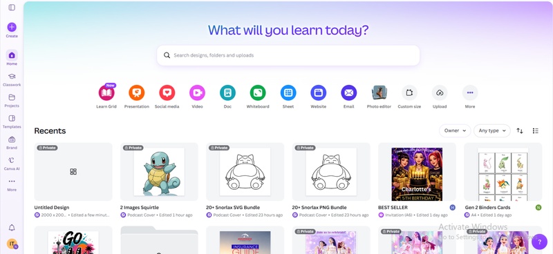 sign in to canva