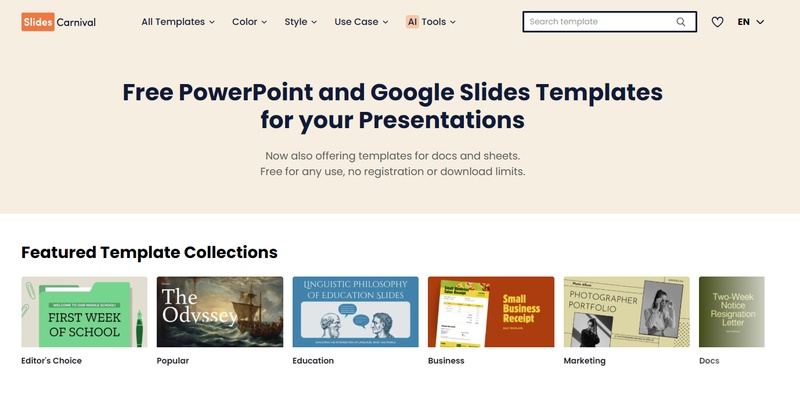 slidescarnival interface