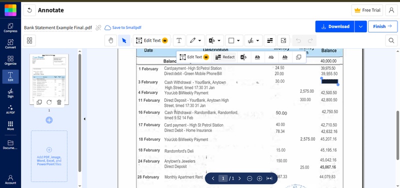 smallpdf redact info
