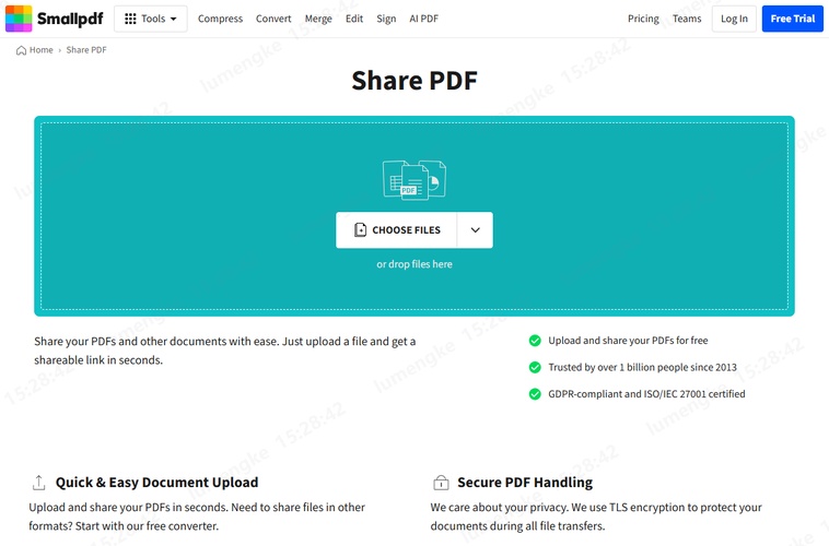 smallpdf share pdf online