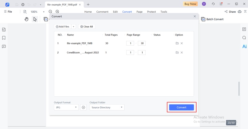 start batch conversion