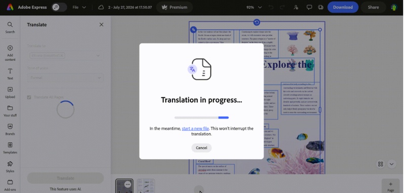 start the translation