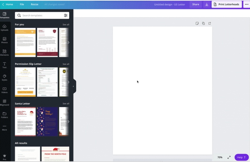 start with a canva template