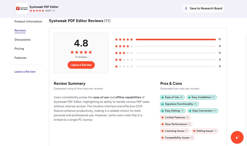 systweak pdf editor g2 rating