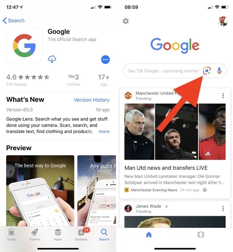 tap the google lens icon
