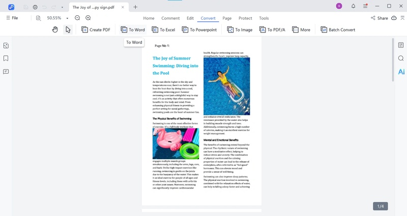 top menu and click convert