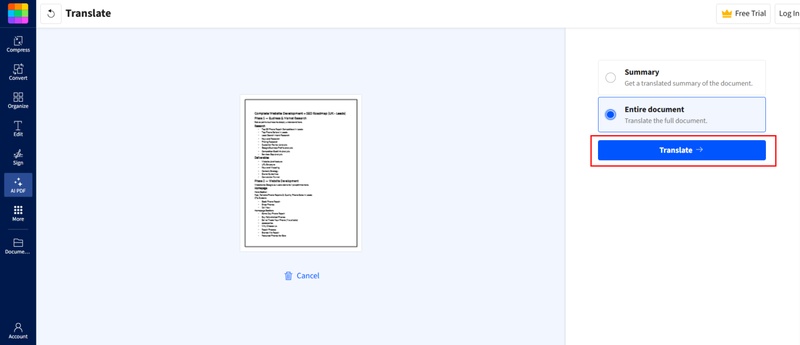 translate a scanned pdf online