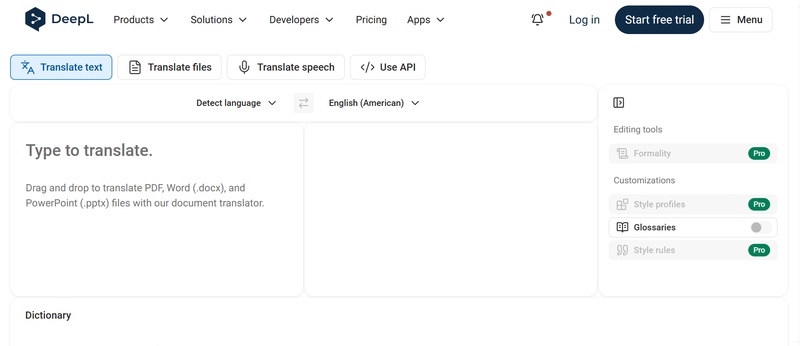 translate the document in deepl